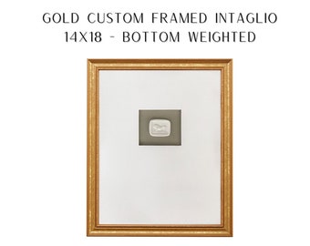 Intaglio framed | 14 x 18 Custom Gold Framed Intaglio | Holiday Gift | Wedding Gift | Interior Design | Home Decor | Intaglio Art