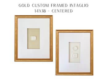 Intaglio framed -  14x18 Custom Centered Gold Framed Intaglio -Gift - Wedding Gift - Interior Design - Home Decor - Intaglio Art - Baby Gift
