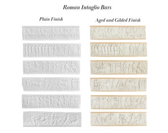 Plaster Intaglio Bars | Miniature Frieze Art Antique Italian Roman Pictorial Sculpture Plaque | HIGH END QUALITY