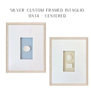 Intaglio emoldurado | 11x14 Intaglio emoldurado prateado personalizado centralizado | Presente de feriado | Presente de casamento | Design de interiores | Decoração para casa | Arte em intaglio