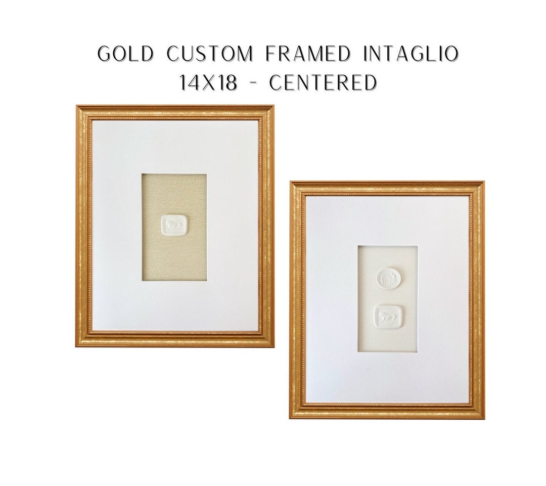  INTAGLIO フォトフレーム 13x18cm Intaglio Framed - 14x18 Custom Centered Gold Framed Intaglio -gift