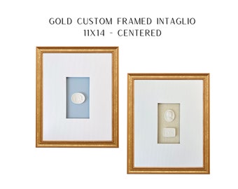 Intaglio framed | 11x14 Custom Centered Gold Framed Intaglio | Gift | Wedding Gift | Interior Design | Home Decor | Intaglio Art - Baby Gift