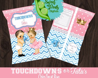 Touchdown's or Tutu's Gender Reveal Printable Chip Bag