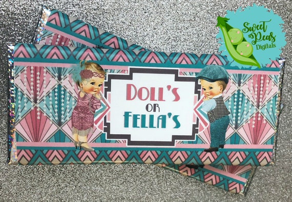 Roaring 20's Gender Reveal Printable Candy Bar Wrappers Blonde Il_570xn