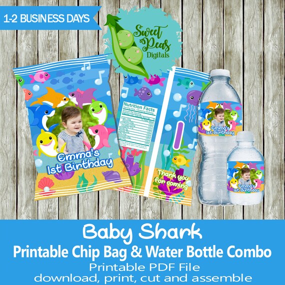 Printable Baby Shark Chip Bag & Water Bottle Combo Il_570xn