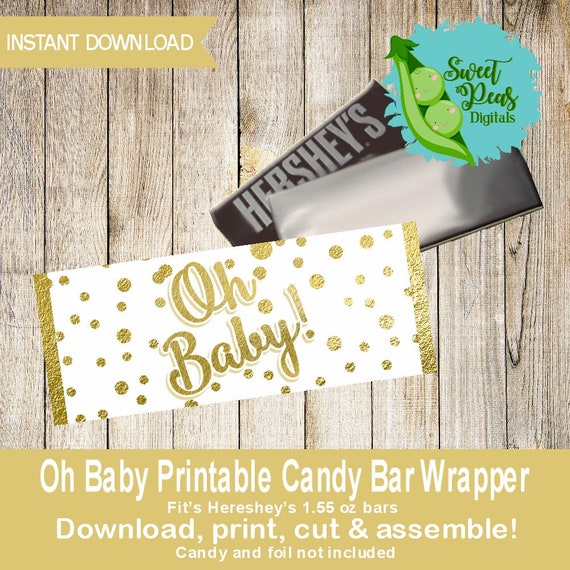 Oh Baby! Printable Candy Bar Wrappers - Gold Confetti Il_570xn