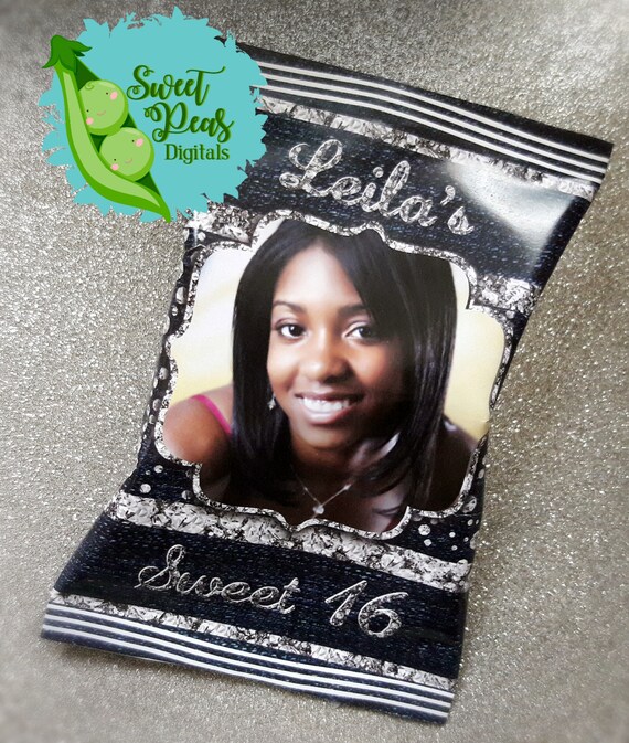 Diamonds & Denim Printable Chip Bag - Blue Denim Il_570xn