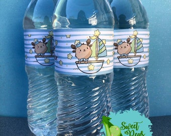 Welcome Sailor Baby Shower Printable Water Bottle Labels