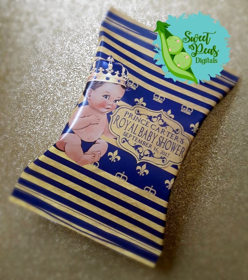 Royal Prince Baby Shower Chip Bag with Water Bottle Combo