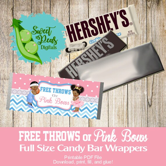 Free Throws & Pink Bows Printable Candy Bar Wrappers - African American Il_570xn
