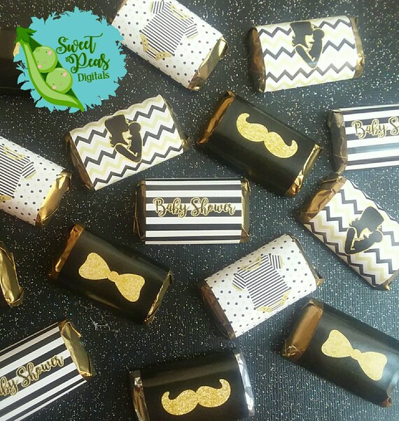 Black & Gold Baby Shower Printable Miniature Candy Bar Wrappers Il_570xn