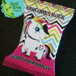 Unicorns Rock Happy Birthday Printable Chip Bag