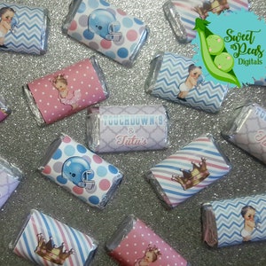 Touchdowns oder Tutus Geschlecht offenbaren Miniatur Candy Bar Wrappers