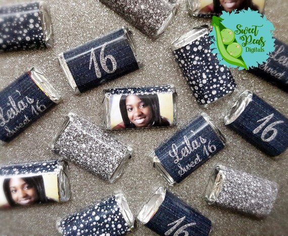 Denim & Diamonds Printable Miniature Candy Bar Wrappers - Blue Il_570xn