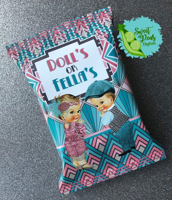 Roaring 20's Gender Reveal Printable Chip Bag Blonde Il_570xn