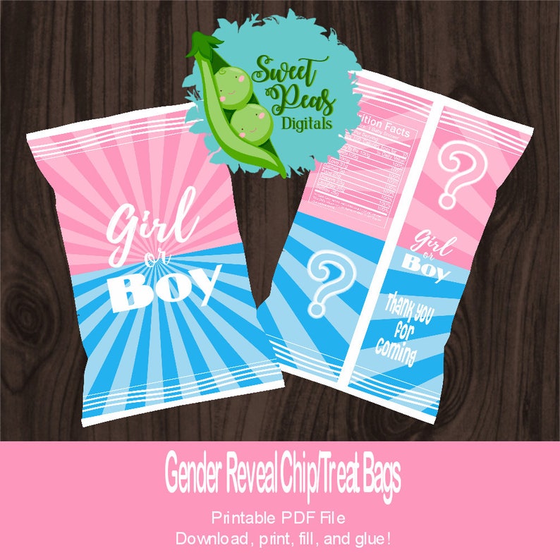 Girl or Boy Gender Reveal Printable Chip Bag image 2