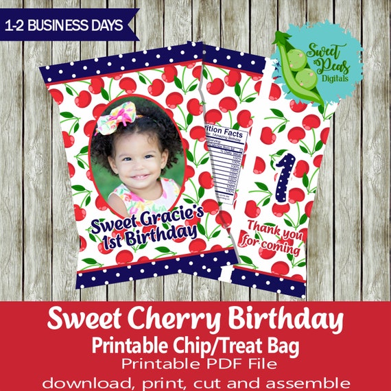 Sweet Cherry Birthday Printable Chip Bag Il_570xn