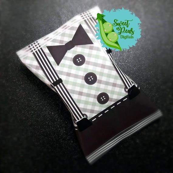 Little Gentleman Mint Green & Gray Printable Chip Bag Il_570xn
