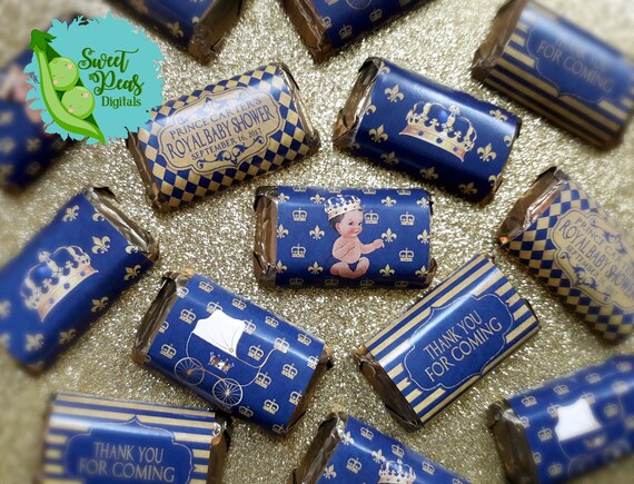 60 Royal Prince Baby Shower Candy Wrappers
