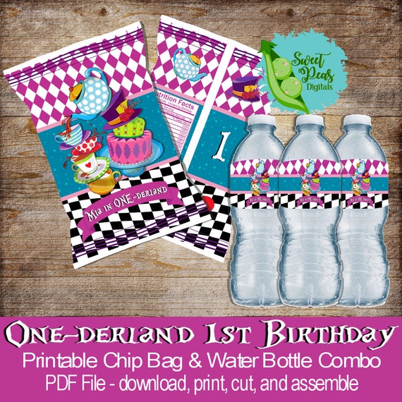 One-derland 1st Birthday Chip Bag with Water Bottle Combo Il_570xn