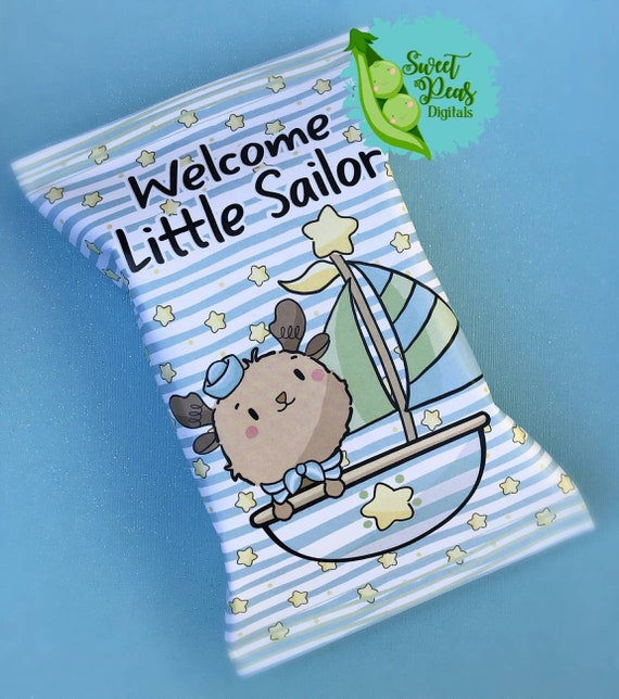 Welcome Little Sailor Baby Shower Printable Chip Bag Blue Il_570xn