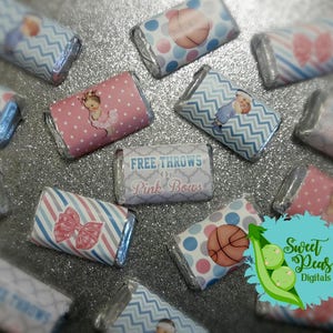 Free Throws or Pink Bows Gender Reveal Miniature Candy Bar Wrappers