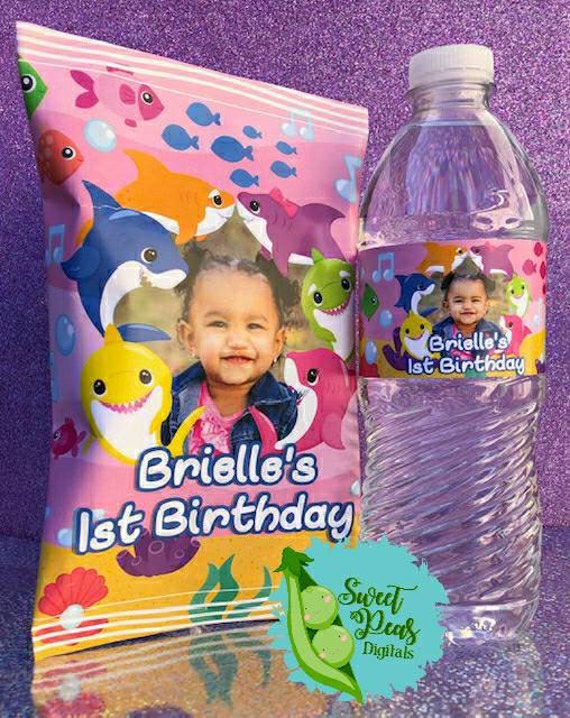 Baby Shark Pink Printable Chip Bag & Water Bottle Combo Il_570xn