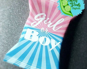 Girl or Boy Gender Reveal Printable Chip Bag