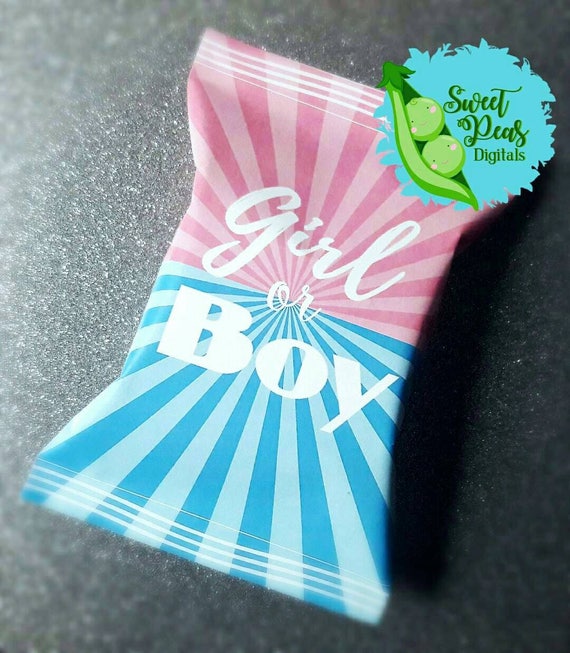 Girl or Boy Gender Reveal Printable Chip Bag by Sweet Peas Digitals