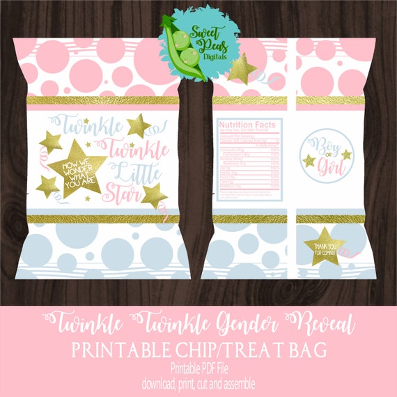 Twinkle Twinkle Gender Reveal Printable Chip Bag Il_570xn
