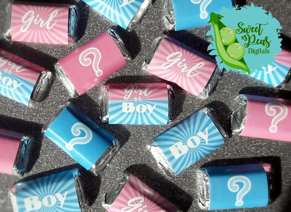 Girl or Boy Gender Reveal Miniature Candy Bar Wrappers Il_570xn