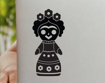 Frida Kahlo Rag Doll Vinyl Decal: Mexican Art Sticker