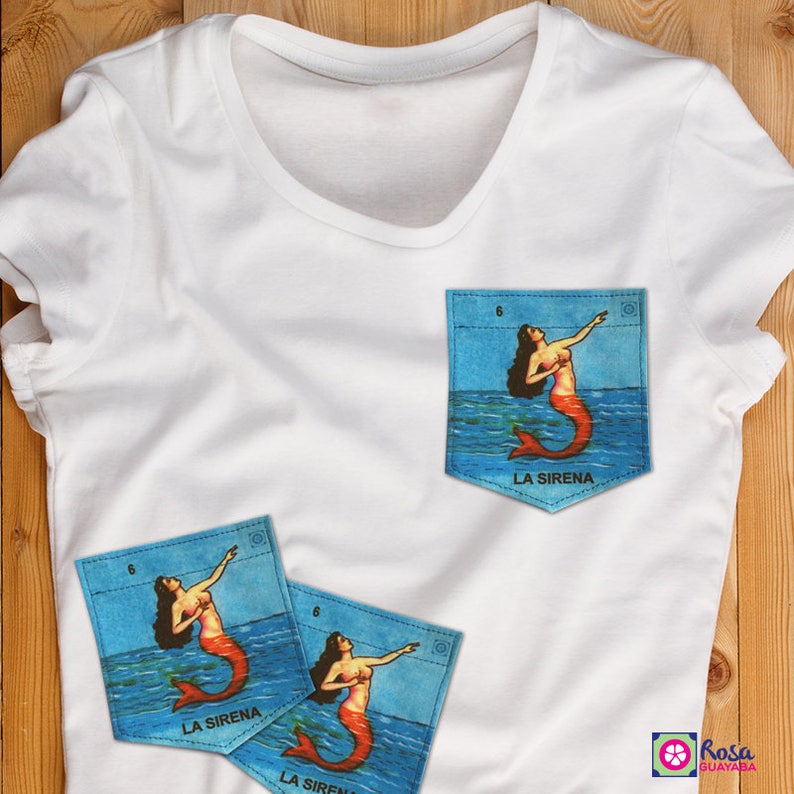 La Sirena Loteria The Siren Stick-on T-shirt pocket Patch Patches for clothing image 4