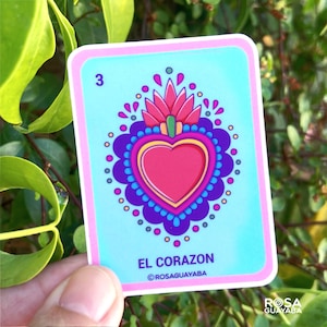 El Corazon Loteria Sticker  - Vinyl Stickers - Water bottle sticker -Loteria Heart sticker - Mexican Loteria