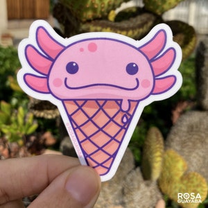Helaxolotl - Axolotl Sticker - Vinyl Stickers - Water bottle sticker - Laptop sticker - Axolotl candy sticker - Kawaii - Pink Axolotl