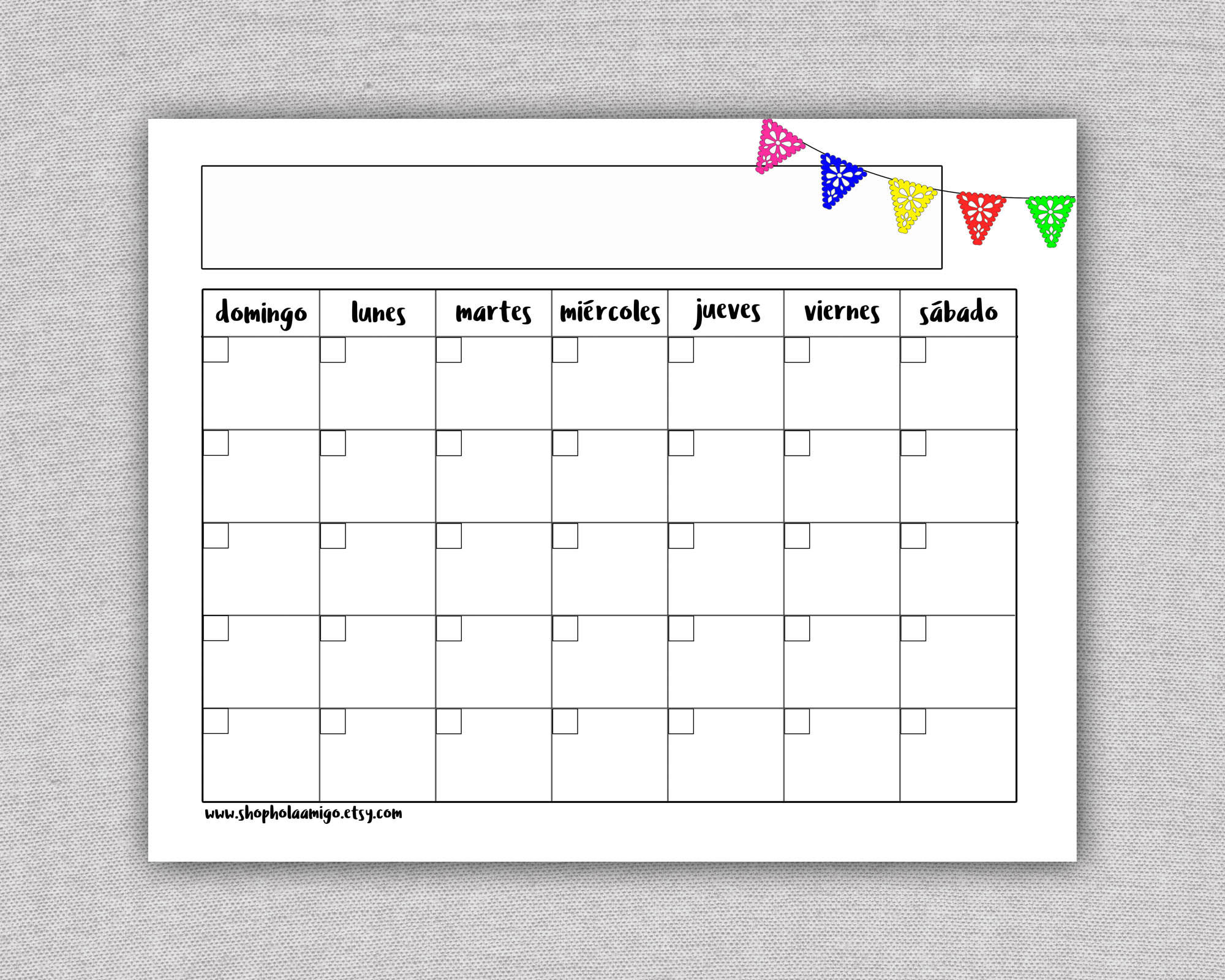 spanish printable calendar template calendario mensual etsy