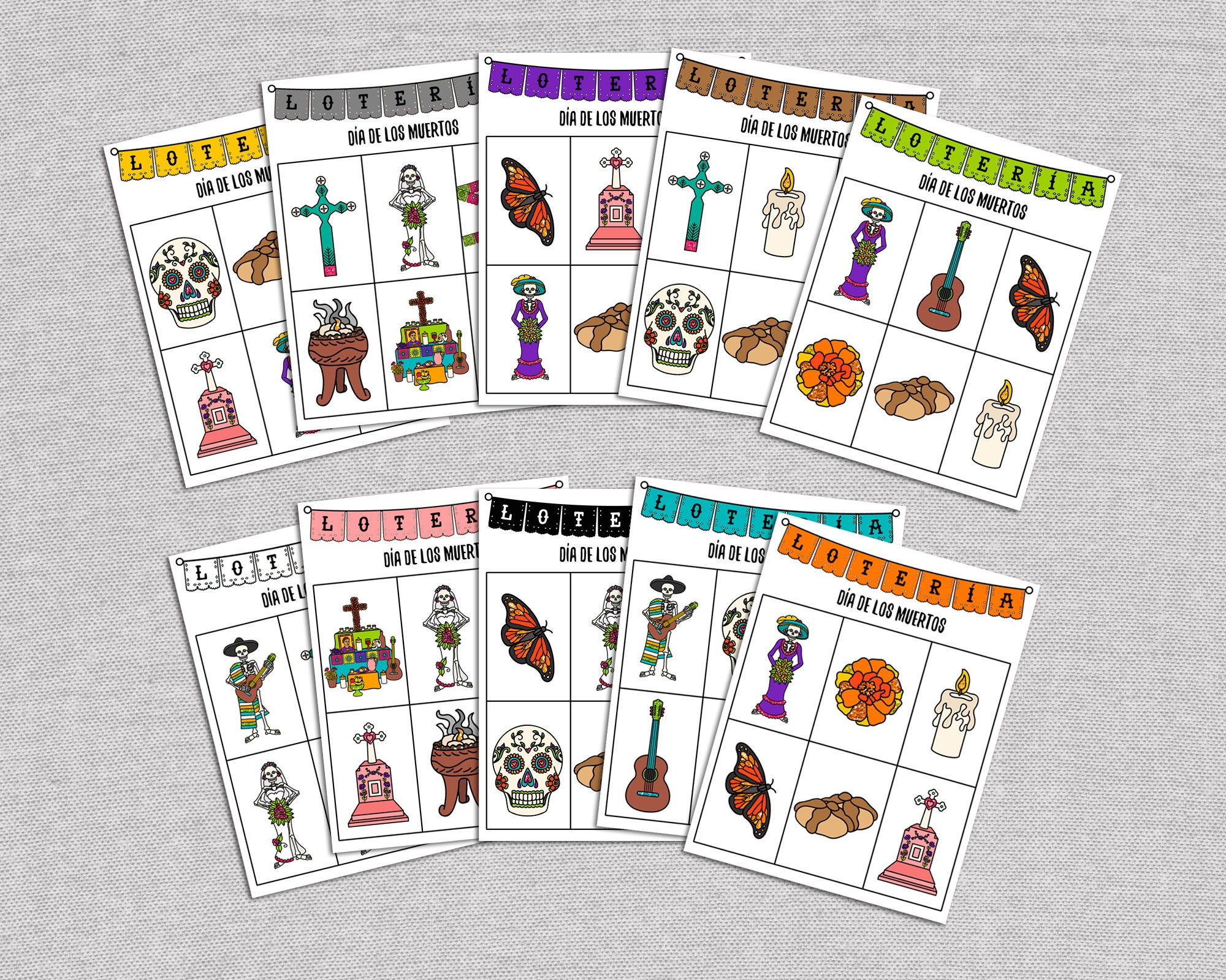 Día de los Muertos Lotería Juego para Día de Muertos | Etsy