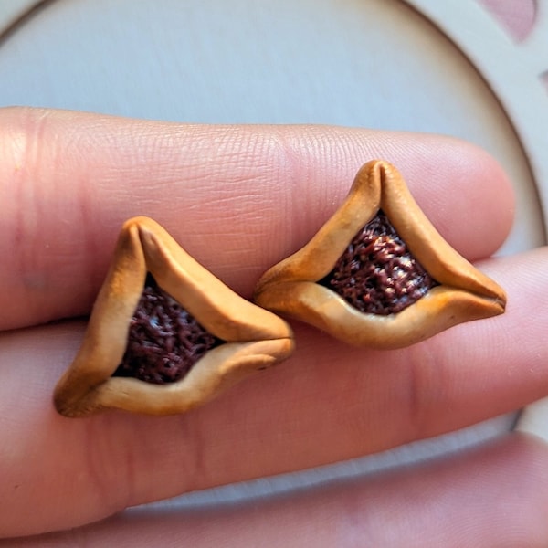 Hamentashen Earrings Studs, Purim Gifts for Jewish Friends, Jewish Food Earrings, Judaica Gifts Foodies, Israeli Jewelry Gift, Purim Earring