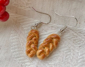 Boucles d'oreilles challah pendantes, boucles d'oreilles cuisine juive, cadeau de Pâque pour femme, cadeau bat mitzvah pour fille, bijoux juifs, cadeaux judaïques pour elle