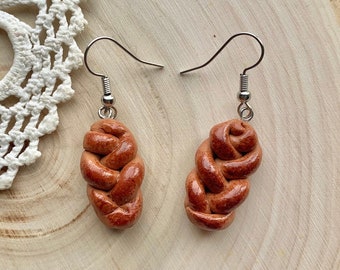Challah Earrings Dangle, Judaica Earrings, Jewish Jewelry, Jewish Gifts for Women, Jewish Food Earrings, Bat Mitzvah Gift, Israel Jewelry