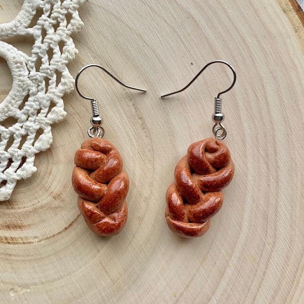 Challah Earrings Dangle, Judaica Earrings, Jewish Jewelry, Jewish Gifts for Jewish Food, Bat Mitzvah Gift for Her, Israel Jewelry Judaica