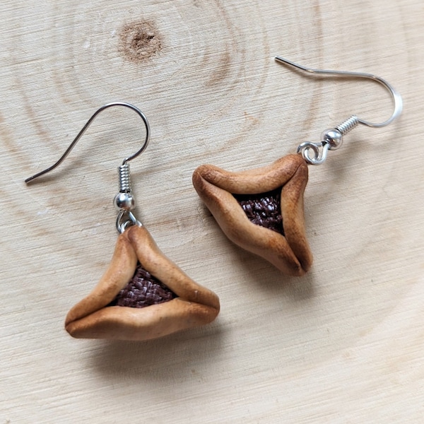 Hamentashen Earrings Dangle, Purim Earrings, Purim Gift for Her, Jewish Food Earrings, Judaica Gift, Jewish Jewelry Judaica, Israeli Jewelry