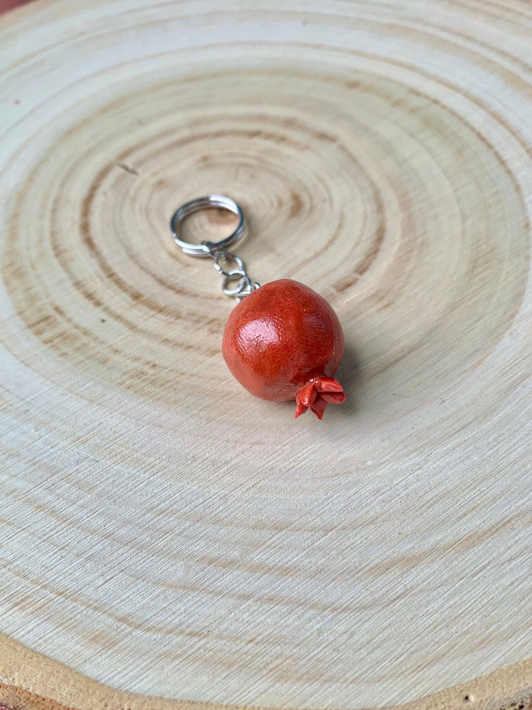 Pomegranate Charm, Jewish Keychain, Realistic Fruit Keychain, Persian