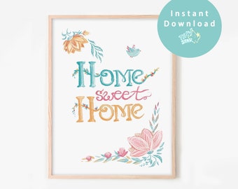 Sweet Home Sigh, Sweet Home Poster, Realtor Gift, Sweet Home Printable, Digital File, Instant Download, Floral Home Decor, Boho Print