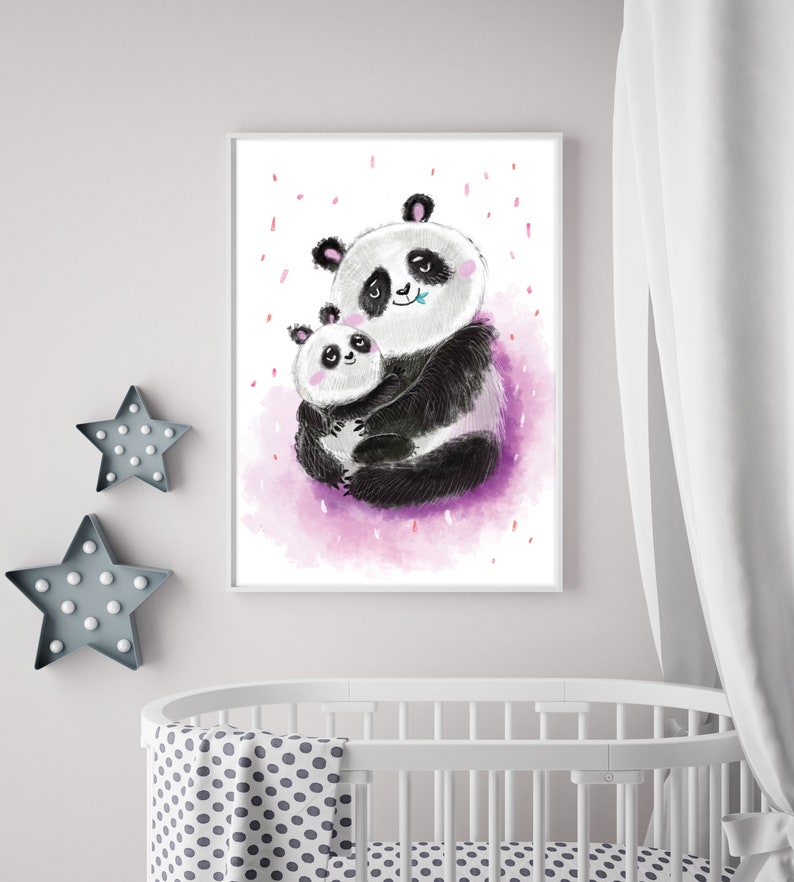 Penguin,fox, panda, artprint, wall decor, boy nursery, girl nursery, neutral wall hanging, instant download, digital artprint, A3, A4, print image 3