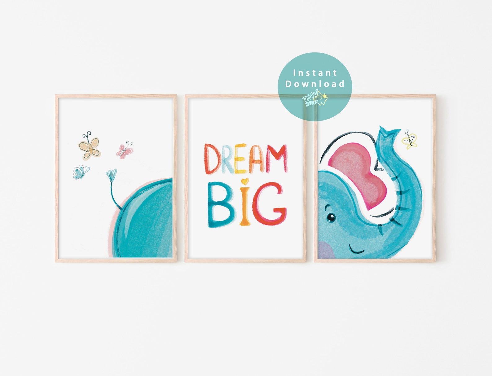 Dream Big Printable, Elephant Printable, Elephant Print, Digital File ...