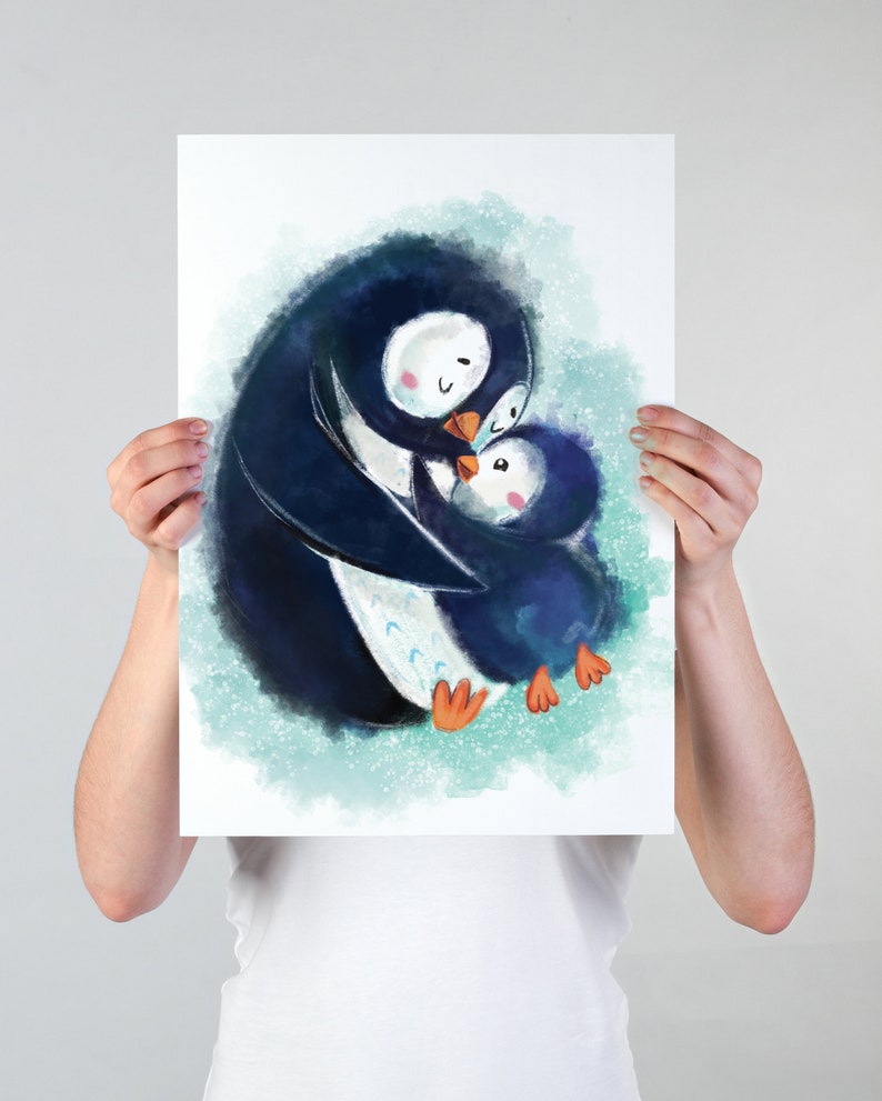 Penguin,fox, panda, artprint, wall decor, boy nursery, girl nursery, neutral wall hanging, instant download, digital artprint, A3, A4, print image 7