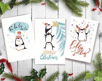 Christmas Penguin Cards |  Falala Card | Funny Printable Cards| Holiday Cards Funny |