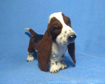 BASSET HOUND Furry Head Realistic Stone Resin MAGNET