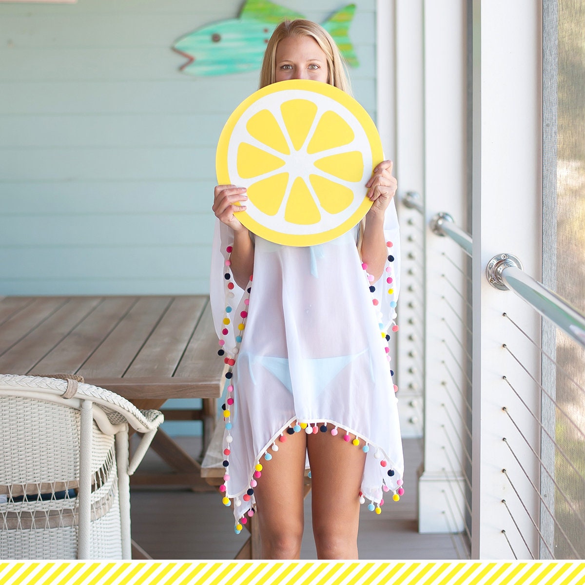 pom pom swim cover up